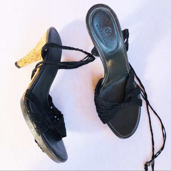 Cole Haan Cork Crocheted Strappy Heels - Picture 2 of 11
